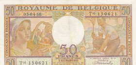 Belgium, 50 Francs, 1956, XF, p133b
 Serial Number: T06.150621
Estimate: 15-30 USD