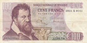 Belgium, 100 Francs, 1974, VF, p134c
 Serial Number: 505220642
Estimate: 10-20 USD