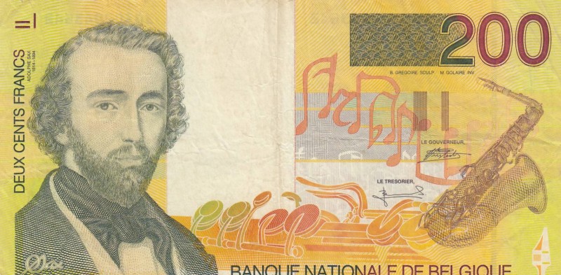 Belgium, 200 Francs, 1995, VF, p148
 Serial Number: 30302043G42
Estimate: 15-3...