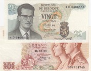 Belgium, 20 Francs and 50 Francs, 1964/1966, AUNC - UNC, p138, p139a, (Total 2 banknotes)
20 Francs, Unc; 50 Francs, XF
Estimate: 15-30 USD
