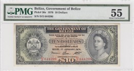 Belize, 10 Dollars, 1976, AUNC, p36c
PMG 55, Serial Number: D/2 644206
Estimate: 300-600 USD