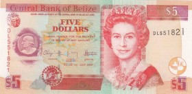 Belize, 5 Dollars, 2009, UNC, p67d
Queen Elizabeth II. Portrait, Serial Number: DL551821
Estimate: 10-20 USD