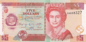 Belize, 5 Dollars, 2011, UNC, p67e
Queen Elizabeth II. Portrait, Serial Number: DN898327
Estimate: 10-20 USD