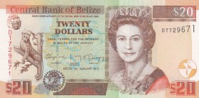 Belize, 20 Dollars, 2017, UNC, p69f
Queen Elizabeth II. Portrait, Serial Number: DT729671
Estimate: 15-30 USD