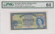 Bermuda, 1 Pound, 1966, UNC, p20d
PMG 64, Serial Number: Q/2 871698
Estimate: 200-400 USD