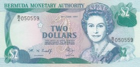 Bermuda, 2 Dollars, 1997, UNC, p40Ab
Queen Elizabeth II. Portrait, Serial Number: B/4050559
Estimate: 15-30 USD