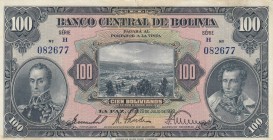 Bolivia, 100 Bolivianos, 1928, XF, p125a
 Serial Number: H 082677
Estimate: 30-60 USD