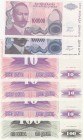 Bosnia and Herzegovina, Total 6 banknotes
10 Dinara(3), 1992, UNC, p10; 100 Dinara, 1992, UNC, p13; 100.000 Dinara, 1993, UNC, p154; 1.000.000 Dinara...