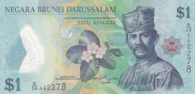 Brunei, 1 Ringgit, 2013, UNC, p35b
Polymer plastic banknote, Serial Number: 442278
Estimate: 10-20 USD