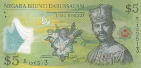 Brunei, 5 Ringgit, 2011, UNC, p36
 Serial Number: D/I 329513
Estimate: 10-20 USD