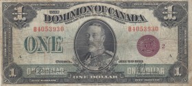Canada, 1 Dollar, 1923, FINE, p33k
 Serial Number: B4053930
Estimate: 30-60 USD