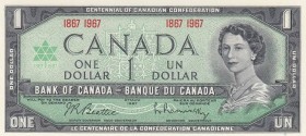 Canada, 1 Dollar, 1967, UNC, p84a
Queen Elizabeth II. Portrait, Serial Number: 18671967
Estimate: 15-30 USD