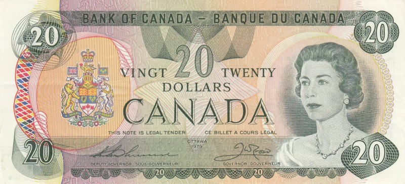 Canada, 20 Dollars, 1979, XF, p93c
 Serial Number: 51008204854
Estimate: 30-60...