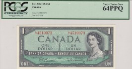 Canada, 1 Dollar, 1954, UNC, pBC-37b
PCGS 64PPQ, Serial Number: LY4519073
Estimate: 50-100 USD
