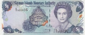 Cayman Islands, 1 Dollar, 2006, UNC, p33b
 Serial Number: C/5 003496
Estimate: 10-20 USD