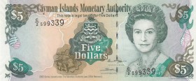 Cayman Islands, 5 Dollars, 2005, UNC, p34b
Queen Elizabeth II. Portrait, Serial Number: C/2 599339
Estimate: 15-30 USD