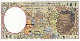 Central African States, 1000 Francs, 1993, UNC, p202ea
 Serial Number: 0058194956
Estimate: 20-40 USD