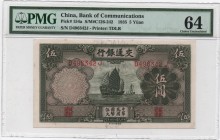 China, 5 Yuan, 1935, UNC, p154a
PMG 64, Serial Number: D496342J
Estimate: 30-60 USD