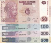 Congo Democratic Republic, UNC, Total 4 banknotes
50 Francs, 2013, p97A; 100 Francs, 2013, p98b; 200 Francs, 2013, p99; 500 Francs, 2013, p96
Estima...