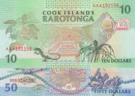 Cook Islands, 10 - 50 Dollars, 1992, UNC, p8, p10
total 2 banknotes, Serial Number: AAA151156, BBB036155
Estimate: 25-50 USD