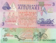 Cook Islands, 3 Dollars and 10 Dollars, 1992, UNC, p7, p8, (Total 2 banknotes)
Estimate: 20-40 USD