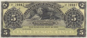 Costa Rica, 5 Pesos, 1899, UNC, pS163r
 Serial Number: 79907
Estimate: 35-70 USD