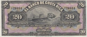 Costa Rica, 20 Pesos, 1899, UNC, pS165r
 Serial Number: 29854
Estimate: 50-100 USD