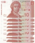 Croatia, 1991, UNC, p18, Total 10 banknotes
10 Dinara(10), 1991, UNC, p18 (consecutive serial numbers)
Estimate: 10-20 USD
