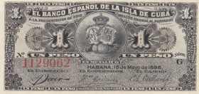 Cuba, 1 Peso , 1896, UNC, p47
El Banco Espanol De La Isla De Cuba, Serial Number: 1129062
Estimate: 20-40 USD