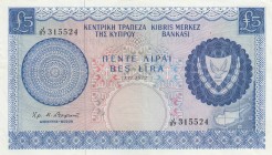 Cyprus, 5 Pounds, 1972, VF (+), p44b
 Serial Number: J/87315524
Estimate: 100-200 USD