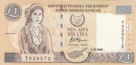 Cyprus, 1 Pound, 1998, UNC, p60b
 Serial Number: Y929572
Estimate: 15-30 USD