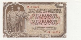 Czechoslovakia, 100 Koruns, 1953, UNC, p86b
 Serial Number: CN1444818
Estimate: 15-30 USD