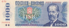 Czechoslovakia, 1.000 Korun, 1985, XF, p98
 Serial Number: C71348664
Estimate: 40-80 USD
