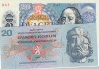 Czechoslovakia, Total 2 banknotes
20 Korun, 1970, UNC, p92; 20 Korun, 1988, UNC, p95
Estimate: 10-20 USD