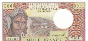 Djibouti, 1.000 Francs, 1988, UNC, p37b
 Serial Number: 54786.T.004
Estimate: 25-50 USD