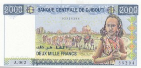 Djibouti, 2.000 Francs, 1997, UNC, p40
20th anniversary of independence, commemorative banknote, Serial Number: A.002 36294
Estimate: 20-40 USD