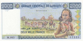 Djibouti, 2.000 Francs, 2005, UNC, p43
 Serial Number: M.003 67539
Estimate: 15-30 USD