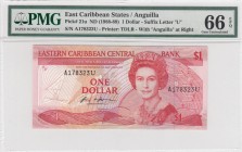 East Caribbean States, 1 Dollar, 1988/1989, UNC, p21u
PMG 66, Serial Number: A178323U
Estimate: 40-80 USD