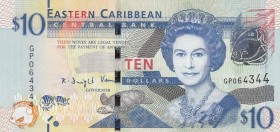East Caribbean States, 10 Dollars, 1994, UNC, p32
Queen Elizabeth II portrait, Serial Number: GPO64344
Estimate: 30-60 USD