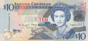 East Caribbean States, 10 Dollars, 2012, UNC, p52a
Queen Elizabeth II. Portrait, Serial Number: FA942201
Estimate: 10-20 USD