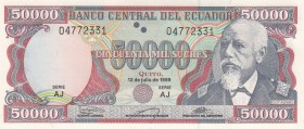 Ecuador, 50.000 Sucres, 1999, UNC (-), p130d
 Serial Number: 04772331
Estimate: 10-20 USD