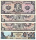 Ecuador, Total 4 banknotes
5 Sucres, 1988, UNC, p120a; 20 Sucres(2), 1988, UNC(-), p121a; 20.000 Sucres, 1999, UNC(-), p129f 
Estimate: 10-20 USD