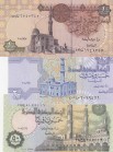 Egypt, 2004/2008, Total 3 banknotes
1 Pound, p50, UNC; 25 Pounds, p67, UNC; 50 Pounds, p62o, UNC 
Estimate: 10-20 USD