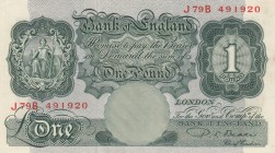 Great Britain, 1 Pound, 1948, AUNC(-), p369b
 Serial Number: J 79 B 492920
Estimate: 30-60 USD