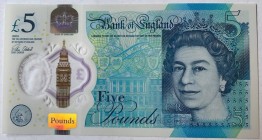 Great Britain, 5 Pounds, 2015, UNC, p394
Queen Elizabeth II. Portrait polymer plastic banknote, Serial Number: AK45361521
Estimate: 10-20 USD
