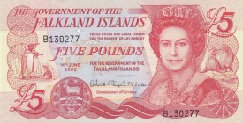 Falkland Islands, 5 Pounds, 2005, UNC, p17a
Queen Elizabeth II. Portrait, Serial Number: B130277
Estimate: 15-30 USD