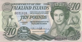 Falkland Islands, 10 Pounds, 2011, UNC, p18
 Serial Number: B031628
Estimate: 30-60 USD