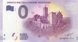 Fantasy Banknotes, 0 Euro, 2017, UNC, 
UNESCO - Weltkulturerbe Wartburg, Serial Number: XEHB004954
Estimate: 10-20 USD