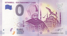 Fantasy Banknotes, 0 Euro, 2019, UNC, 
Istanbul, Sultan Ahmet Mosque, Serial Number: TUAH005703
Estimate: 10-20 USD