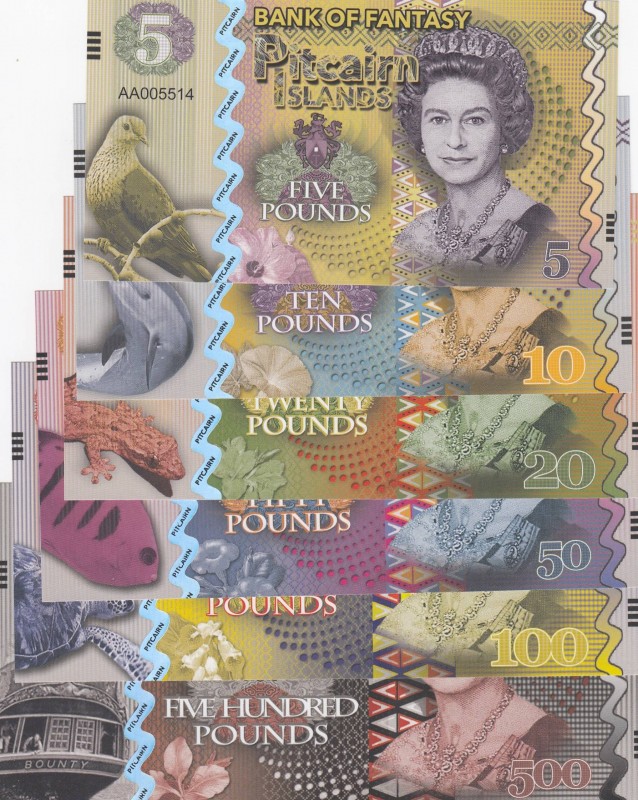 Fantasy Banknotes, 5, 10, 20, 50, 100, 500 Pounds, UNC, Total 6 banknotes
Pitca...